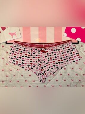 VS PINK VINTAGE Y2K LOGO WAIST SLEEP BOXSIE BOXERS HEART DOG PUP LOGO RARE HTF M